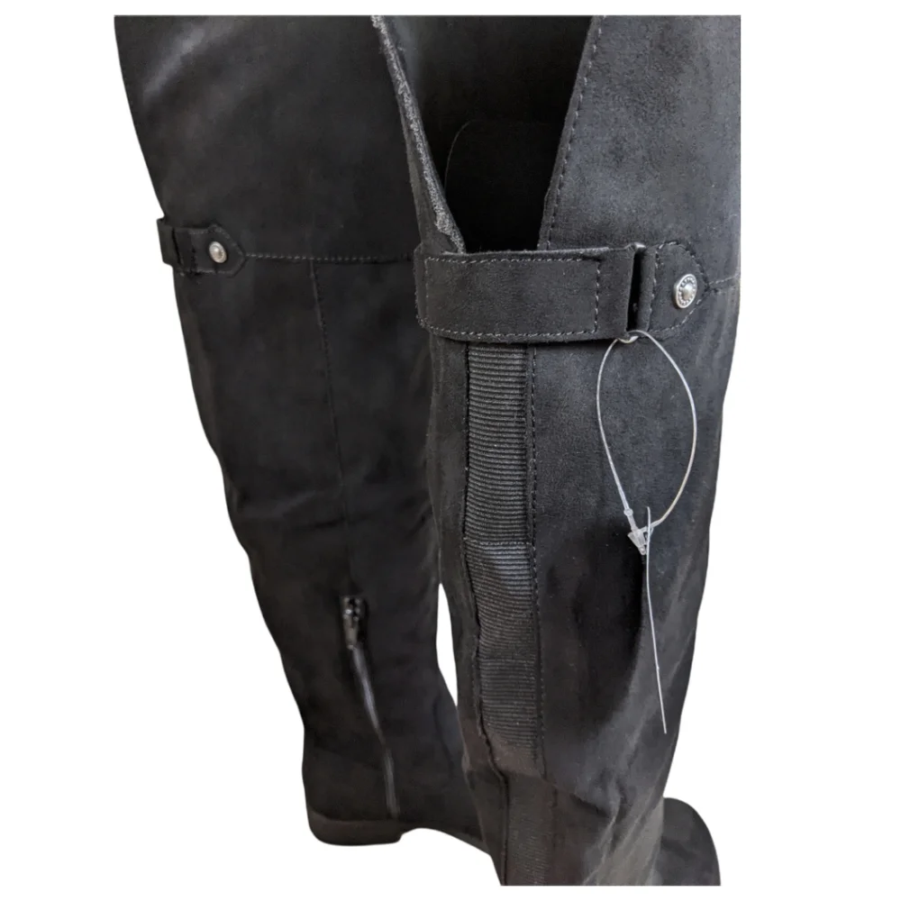 Sun and Stone Allicce Over the Knee Black Microsuede Boots